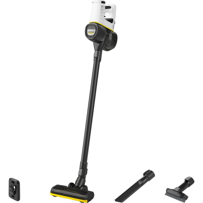 KÄRCHER Akku-Staubsauger VC 6 Cordless ourFamily, 2 Saugstufen, Laufzeit: bis zu 50 min., Gewicht: 2,8 kg, 25,2 V Akku, Wandhalterung mit Ladefunktion, Boden- und Fugendüse, Staubbürste, Weiß