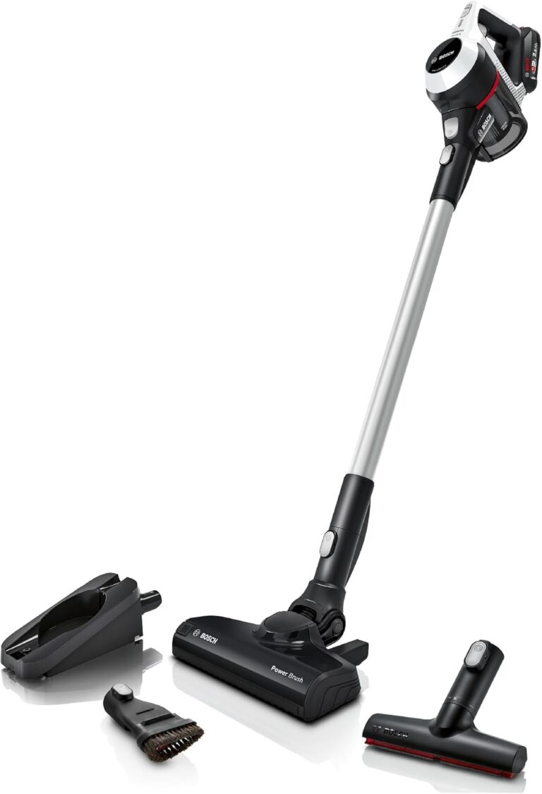 Bosch Akku-Staubsauger Unlimited 6 BCS611AM, kabelloser Handstaubsauger, beutellos, leicht, Hygiene-Filter, 10 Jahre Motorgarantie, hohe Saugleistung, Lange Laufzeit, alle Bodenarten, weiß