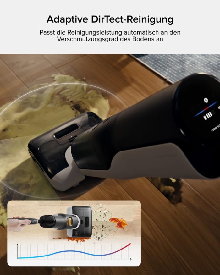 roborock F25 BX Nass Trockensauger, 180° Flach absenkbar, Kabelloser Staubsauger und Mopp in einem mit 20.000 Pa, 90°C Heißluft-Schnelltrocknen & Hochtemperatur-Selbstreinigung, kein Verheddern
