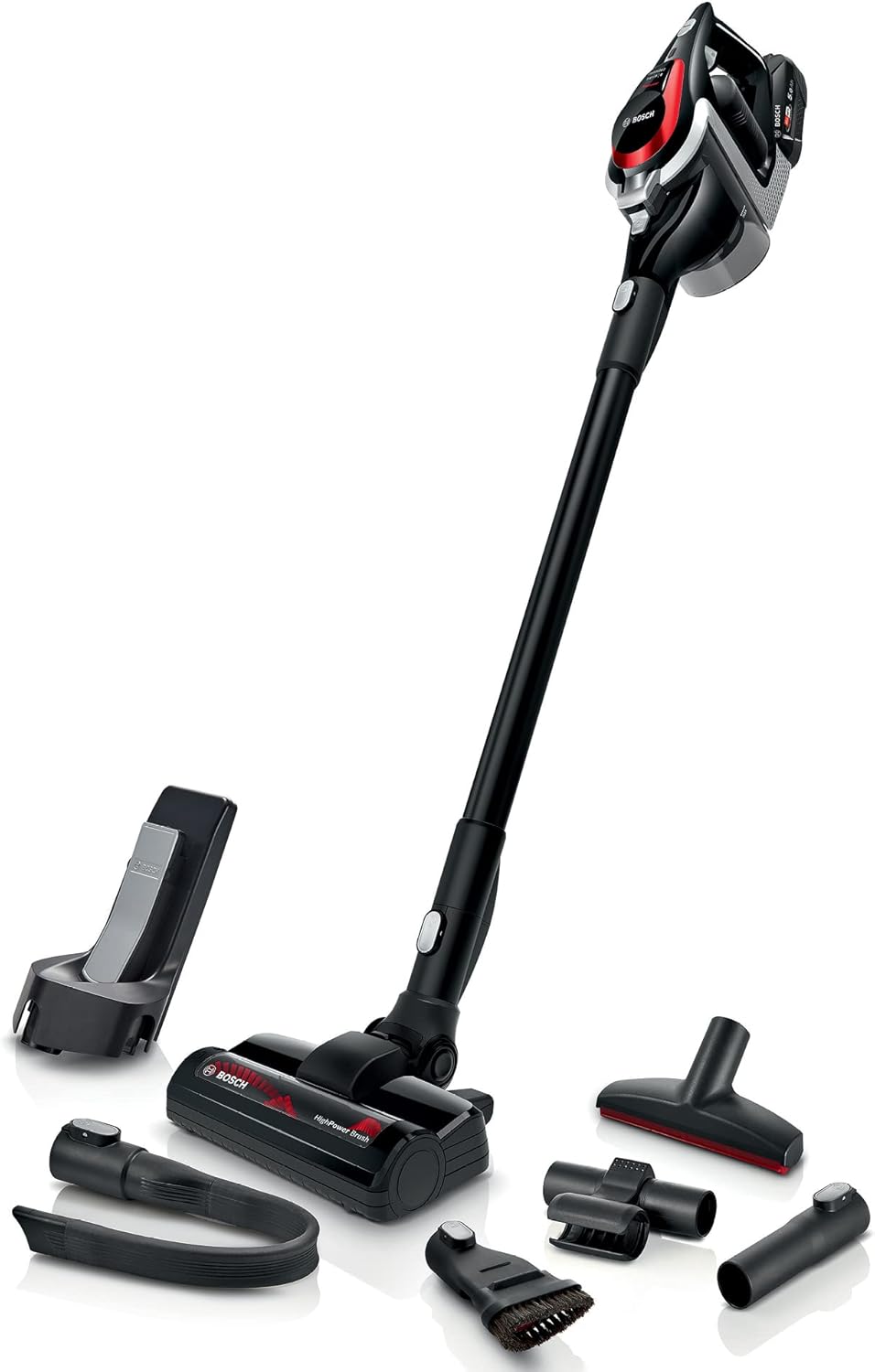 61e44qYNXVL._AC_SL1500 Bosch Akku-Staubsauger Unlimited Serie 8 ProPower BSS81POW1, kabelloser Handstaubsauger, beutellos, Hygiene-Filter, hohe Saugleistung, Lange Laufzeit, XXL-Polsterdüse, Fugendüse, schwarz