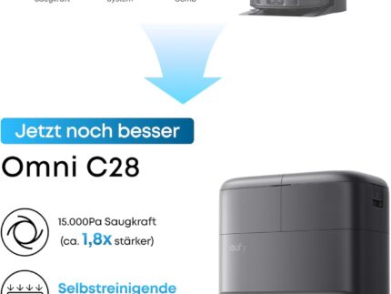 eufy Neuheit 2026 von Anker Saug- und Wischroboter C28 5-in-1 mit selbstreinigender HydroJet-Wischrolle, 15.000Pa Turbo-Saugkraft, Anti-Verheddern, KI-Hindernisvermeidung