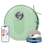 Proscenic Q20Plus Saugroboter mit Wischfunktion, 10000Pa 200min Staubsauger Roboter mit Beutellose Entleerungsstation, 3-in-1 Saug und Wischroboter für Tierhaare, Teppiche, Hartböden, Schwarz