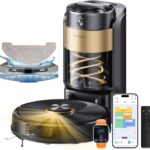 Proscenic Q20Plus Saugroboter mit Wischfunktion, 10000Pa 200min Staubsauger Roboter mit Beutellose Entleerungsstation, 3-in-1 Saug und Wischroboter für Tierhaare, Teppiche, Hartböden, Schwarz