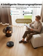 Proscenic Q20Plus Saugroboter mit Wischfunktion, 10000Pa 200min Staubsauger Roboter mit Beutellose Entleerungsstation, 3-in-1 Saug und Wischroboter für Tierhaare, Teppiche, Hartböden, Schwarz