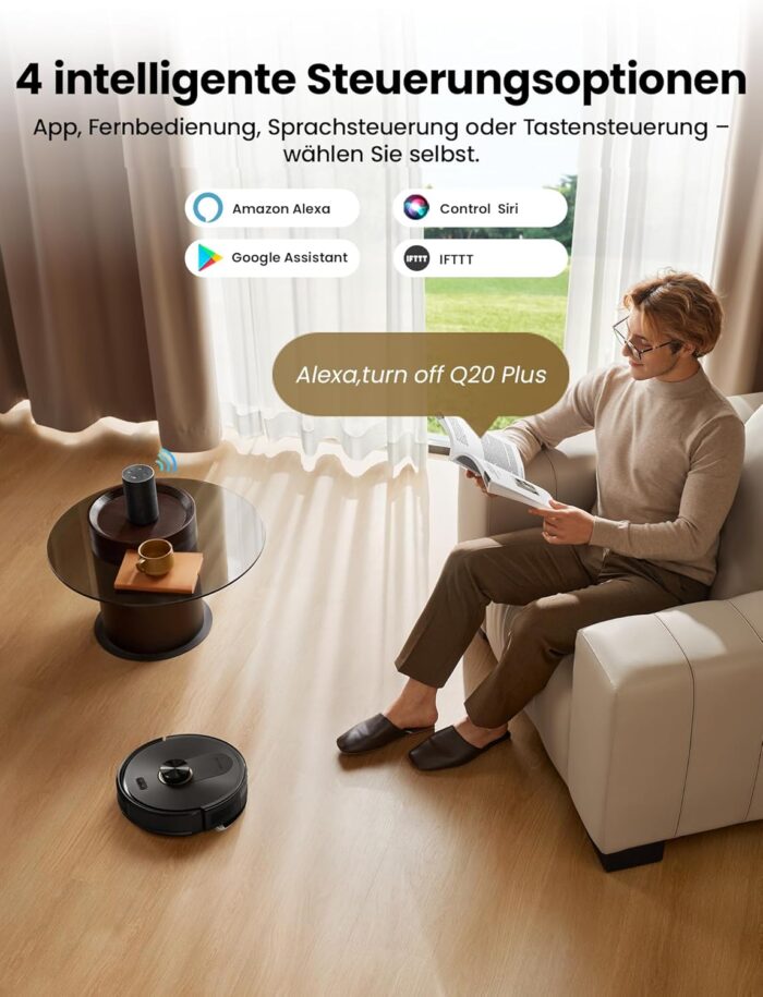 Proscenic Q20Plus Saugroboter mit Wischfunktion, 10000Pa 200min Staubsauger Roboter mit Beutellose Entleerungsstation, 3-in-1 Saug und Wischroboter für Tierhaare, Teppiche, Hartböden, Schwarz
