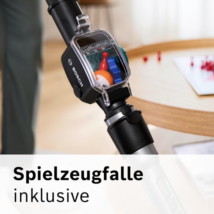 Bosch Staubsauger beutellos Serie 6 ProFamily BGC41XFMLY, ideal für Allergiker, Hygiene-Filter, 10 J. Motorgarantie, Spielzeugfalle, XXL-Polsterdüse, XXL-Fugendüse, hohe Saugkraft, leise, 750 W, blau