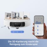 Mova E40 Ultra Saugroboter mit Wischfunktion, Autom. Leerung und 19.000 Pa, MaxiReach-Wischmopp-T., Verhedderungsfreie Seitenbürste, Eingeb. 80-ml-Wasserb, All-in-One-Station zu 75 Tage Reinigung