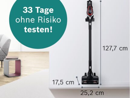 Bosch Akku-Staubsauger Unlimited Serie 8 ProPower BSS81POW1, kabelloser Handstaubsauger, beutellos, Hygiene-Filter, hohe Saugleistung, Lange Laufzeit, XXL-Polsterdüse, Fugendüse, schwarz