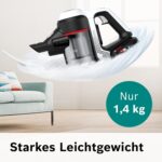 Bosch Akku-Staubsauger Unlimited 6 BCS611AM, kabelloser Handstaubsauger, beutellos, leicht, Hygiene-Filter, 10 Jahre Motorgarantie, hohe Saugleistung, Lange Laufzeit, alle Bodenarten, weiß