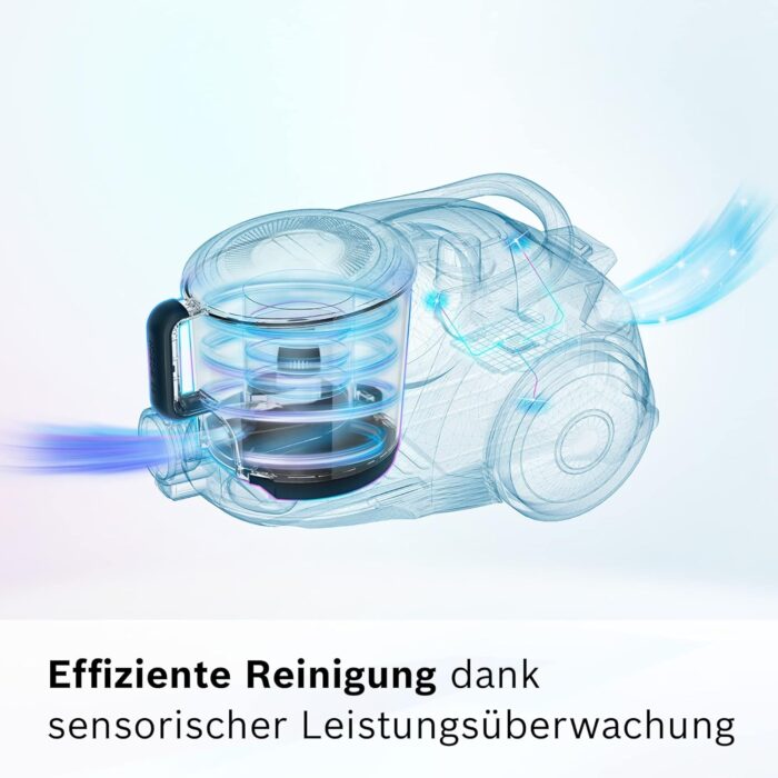 Bosch Staubsauger beutellos Serie 6 ProFamily BGC41XFMLY, ideal für Allergiker, Hygiene-Filter, 10 J. Motorgarantie, Spielzeugfalle, XXL-Polsterdüse, XXL-Fugendüse, hohe Saugkraft, leise, 750 W, blau