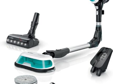 Bosch Akku-Staubsauger Unlimited 7 ProHygienic Aqua BKS71HYG4, kabellos, 2in1 Saugen & Wischen, Knickrohr, HEPA-Filtersystem, 10 J. Motorgarantie, Wechselakku, Mini-Turbo-Düse, Made in Germany, weiß