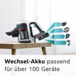 Bosch Akku-Staubsauger Unlimited 6 BCS611AM, kabelloser Handstaubsauger, beutellos, leicht, Hygiene-Filter, 10 Jahre Motorgarantie, hohe Saugleistung, Lange Laufzeit, alle Bodenarten, weiß