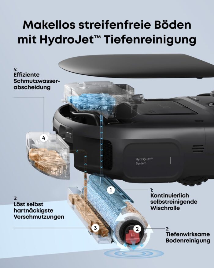 eufy Neuheit 2026 von Anker Saug- und Wischroboter C28 5-in-1 mit selbstreinigender HydroJet-Wischrolle, 15.000Pa Turbo-Saugkraft, Anti-Verheddern, KI-Hindernisvermeidung