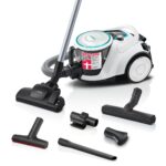Bosch Staubsauger beutellos Serie 6 ProFamily BGC41XFMLY, ideal für Allergiker, Hygiene-Filter, 10 J. Motorgarantie, Spielzeugfalle, XXL-Polsterdüse, XXL-Fugendüse, hohe Saugkraft, leise, 750 W, blau