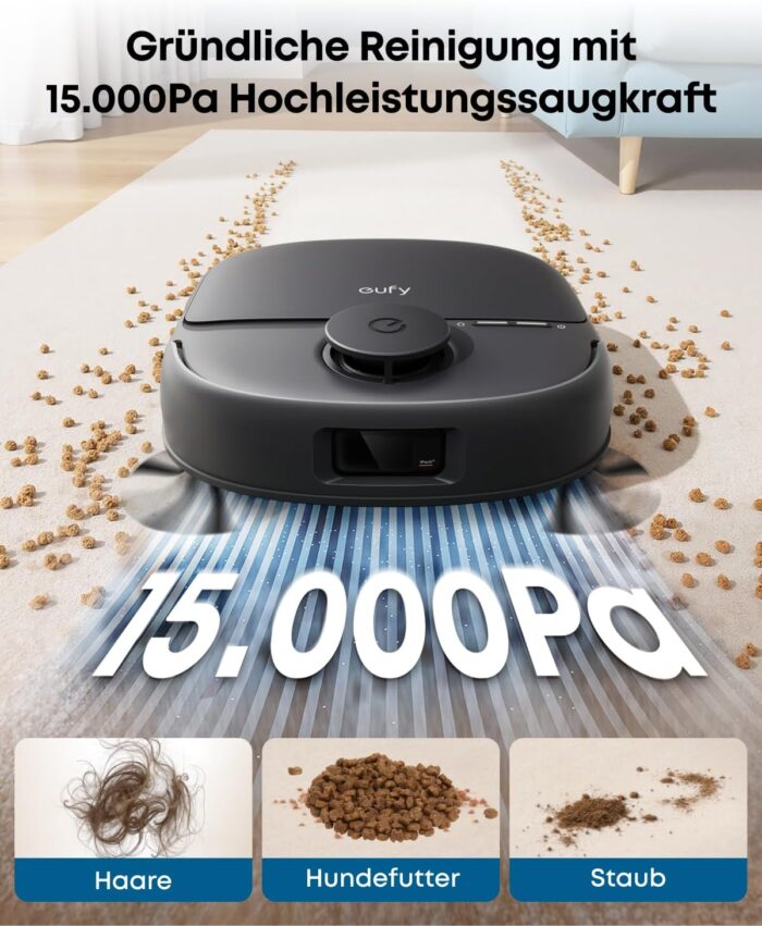 eufy Neuheit 2026 von Anker Saug- und Wischroboter C28 5-in-1 mit selbstreinigender HydroJet-Wischrolle, 15.000Pa Turbo-Saugkraft, Anti-Verheddern, KI-Hindernisvermeidung