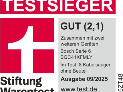 Bosch Staubsauger beutellos Serie 6 ProFamily BGC41XFMLY, ideal für Allergiker, Hygiene-Filter, 10 J. Motorgarantie, Spielzeugfalle, XXL-Polsterdüse, XXL-Fugendüse, hohe Saugkraft, leise, 750 W, blau