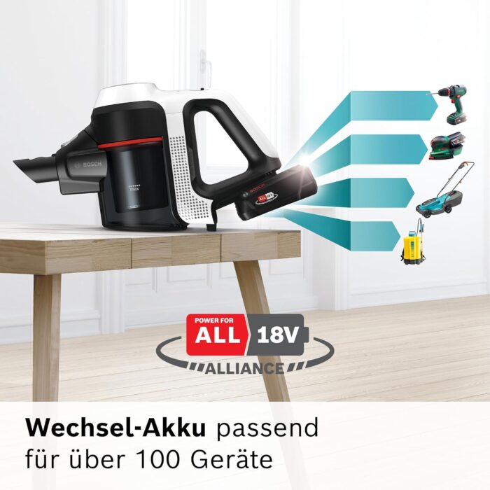 Bosch Akku-Staubsauger Unlimited 7 ProHygienic Aqua BKS71HYG4, kabellos, 2in1 Saugen & Wischen, Knickrohr, HEPA-Filtersystem, 10 J. Motorgarantie, Wechselakku, Mini-Turbo-Düse, Made in Germany, weiß