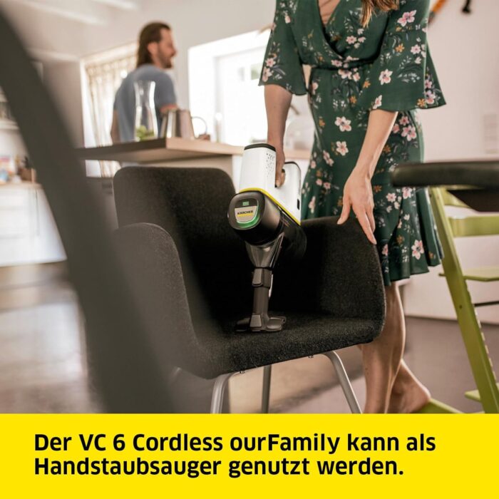 KÄRCHER Akku-Staubsauger VC 6 Cordless ourFamily, 2 Saugstufen, Laufzeit: bis zu 50 min., Gewicht: 2,8 kg, 25,2 V Akku, Wandhalterung mit Ladefunktion, Boden- und Fugendüse, Staubbürste, Weiß