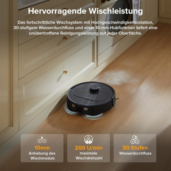 roborock Qrevo Serie Saugroboter mit Wischfunktion, 8000Pa Saugkraft(verbessert von Qrevo S), Anti-Verfilzungs-Seitenbürste, Hindernisvermeidung, LiDAR-Navigation, All-in-One Dock,Schwarz(QV 35A Set)