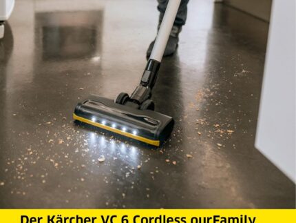 KÄRCHER Akku-Staubsauger VC 6 Cordless ourFamily, 2 Saugstufen, Laufzeit: bis zu 50 min., Gewicht: 2,8 kg, 25,2 V Akku, Wandhalterung mit Ladefunktion, Boden- und Fugendüse, Staubbürste, Weiß