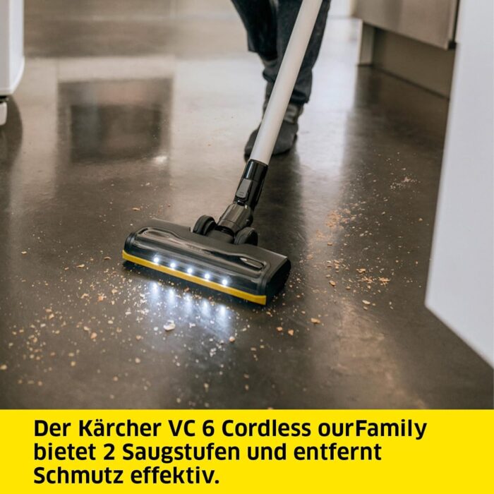 KÄRCHER Akku-Staubsauger VC 6 Cordless ourFamily, 2 Saugstufen, Laufzeit: bis zu 50 min., Gewicht: 2,8 kg, 25,2 V Akku, Wandhalterung mit Ladefunktion, Boden- und Fugendüse, Staubbürste, Weiß
