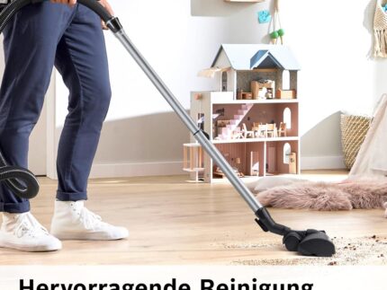 Bosch Staubsauger beutellos ProSilence Serie 8 BGS7MS64, Bodenstaubsauger, leise, Hygiene-Filter, Bodendüse für Parkett, Teppich, Fliesen, Starke Saugleistung, langes Kabel, 800 W, schwarz
