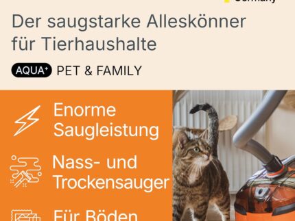 THOMAS Aqua+ PET & Family – 1700W starker Staubsauger für Tierhaare – Nasssauger & Trockensauger - Polsterreiniger & Staubsauger mit Wischfunktion für Teppich, Sofa, Polster & Matratze