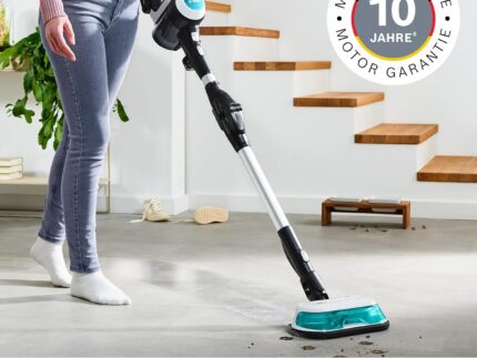 Bosch Akku-Staubsauger Unlimited 7 ProHygienic Aqua BKS71HYG4, kabellos, 2in1 Saugen & Wischen, Knickrohr, HEPA-Filtersystem, 10 J. Motorgarantie, Wechselakku, Mini-Turbo-Düse, Made in Germany, weiß