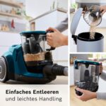 Bosch Staubsauger beutellos Serie 6 ProFamily BGC41XFMLY, ideal für Allergiker, Hygiene-Filter, 10 J. Motorgarantie, Spielzeugfalle, XXL-Polsterdüse, XXL-Fugendüse, hohe Saugkraft, leise, 750 W, blau