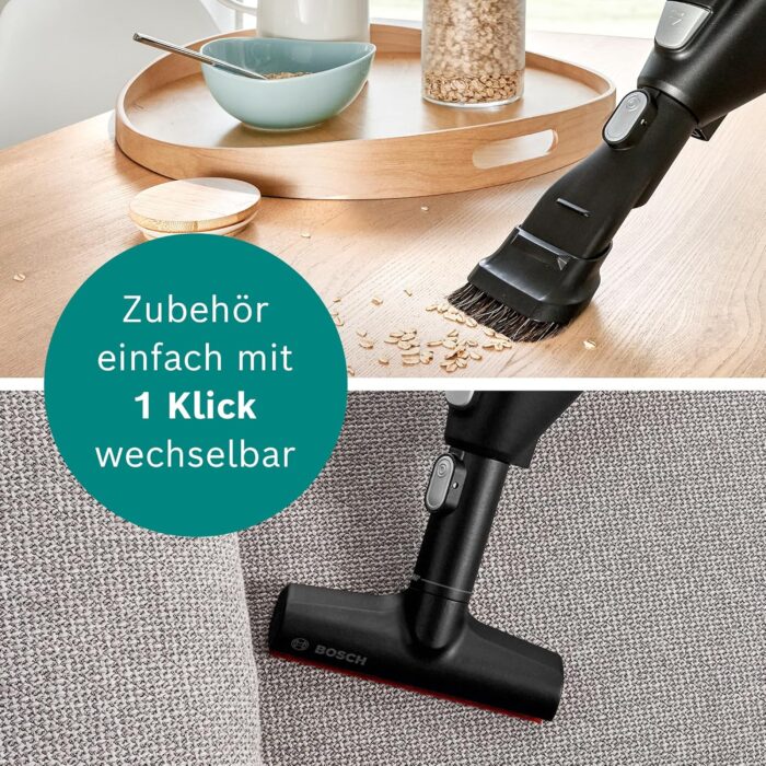 Bosch Akku-Staubsauger Unlimited 6 BCS611AM, kabelloser Handstaubsauger, beutellos, leicht, Hygiene-Filter, 10 Jahre Motorgarantie, hohe Saugleistung, Lange Laufzeit, alle Bodenarten, weiß